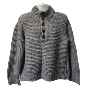 Hugo Boss Gray Men's Wool Alpaca 1/4 Button Knit Pullover Sweater